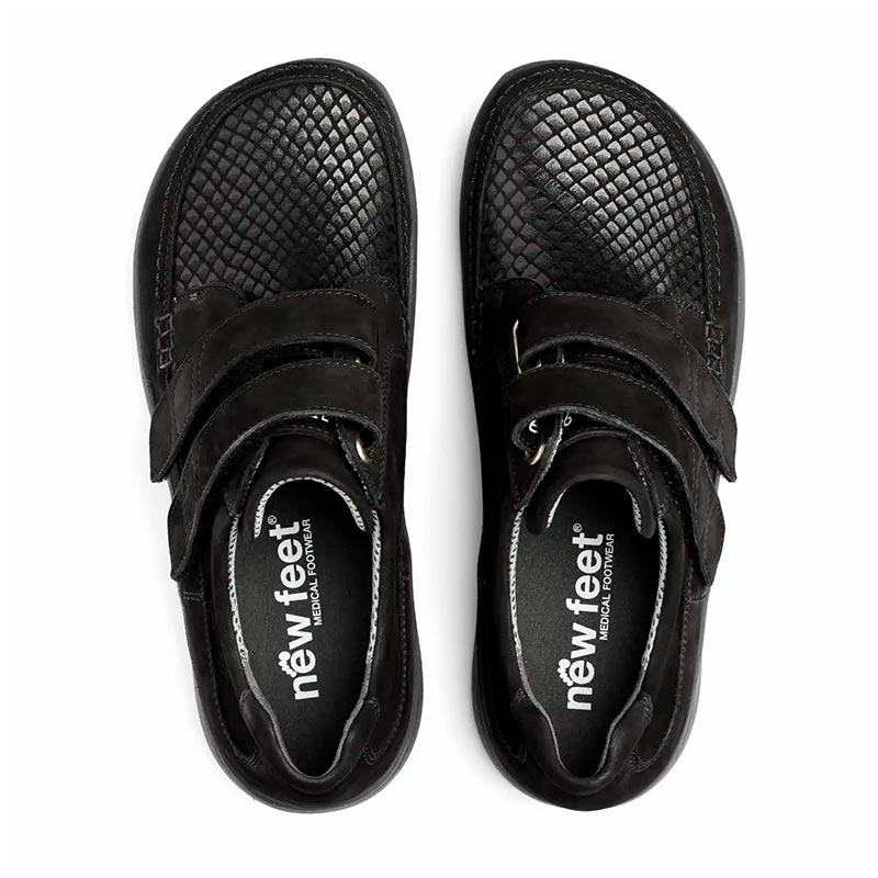 New Feet damesko med velcroluk - Sort - Seniorshop