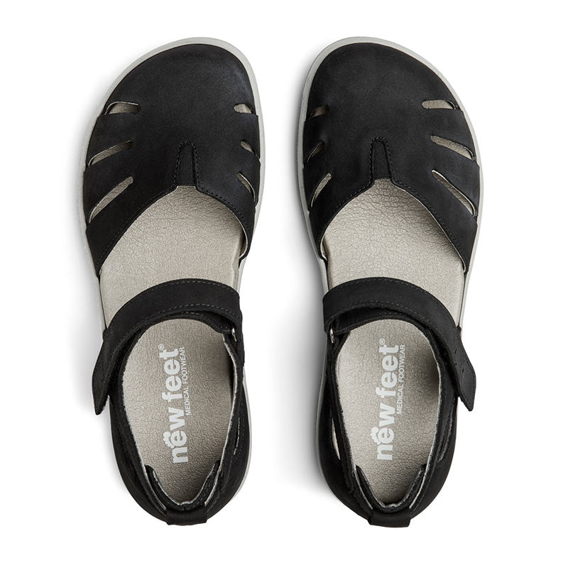 New Feet lukket damesandal - Sort - Seniorshop