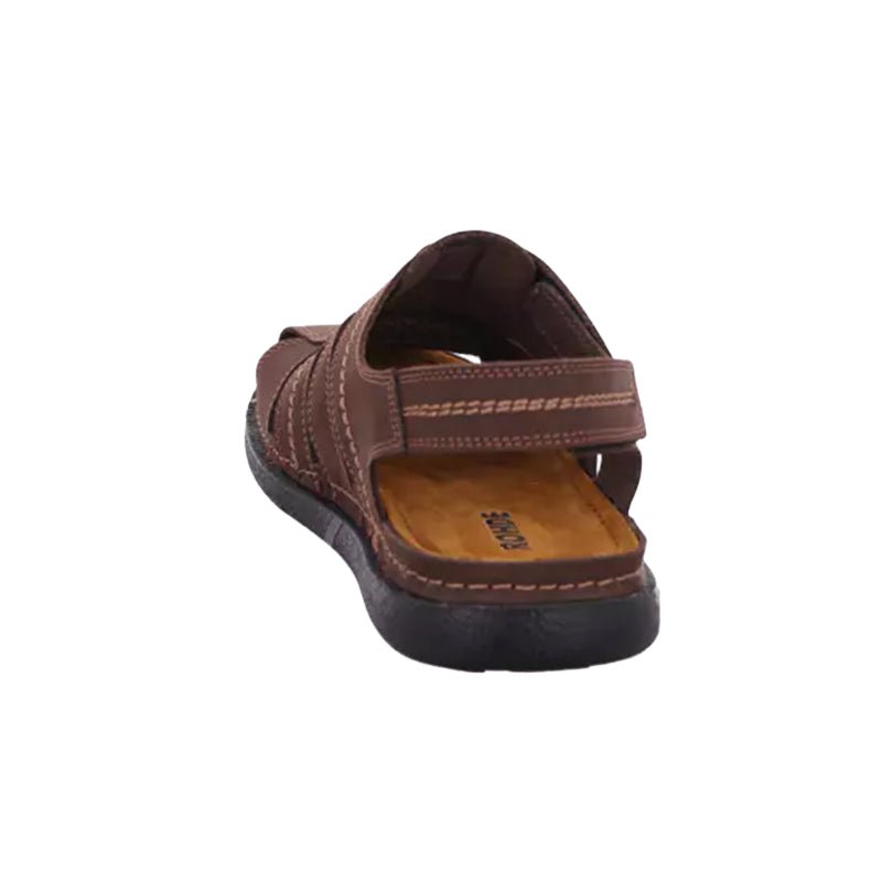Rohde herresandal med velcro - Brun - Seniorshop