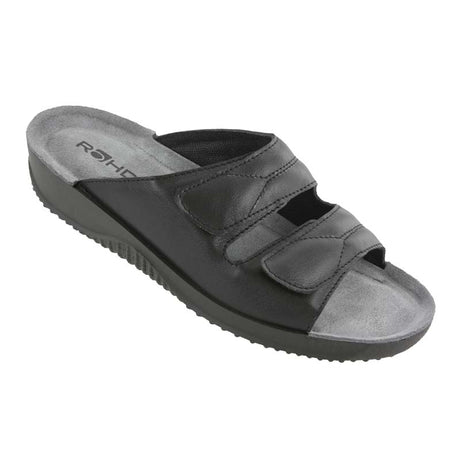 Rohde dameslipper - Sort læder - Seniorshop