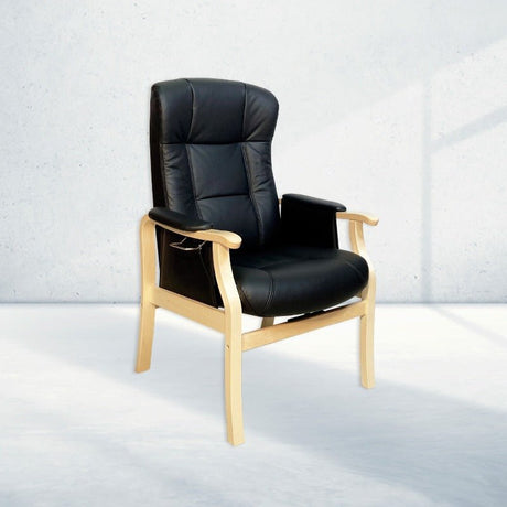 Sorø Plus hvilestol - Sort læder - Seniorshop