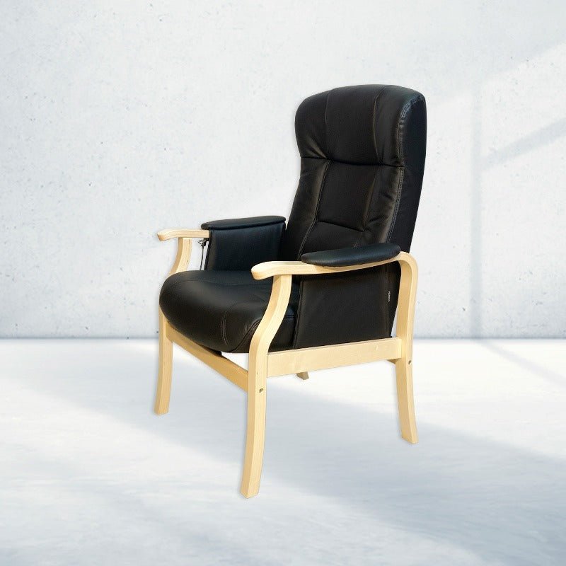 Sorø Plus hvilestol - Sort læder - Seniorshop