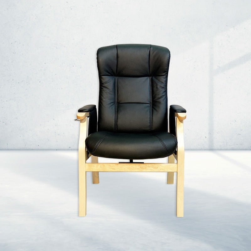 Sorø Plus hvilestol - Sort læder - Seniorshop