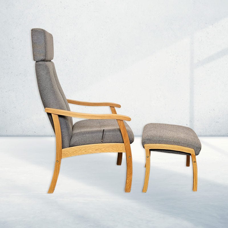 Rebild Plus hvilestol str. Medium - Gråt stof - Seniorshop