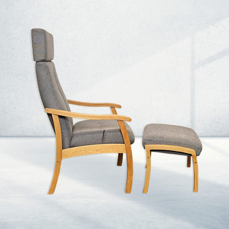 Rebild Plus hvilestol str. Medium - Gråt stof - Seniorshop