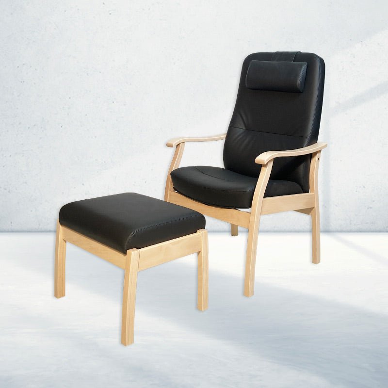 Farstrup 5610 hvilestol - Sort læder - Seniorshop