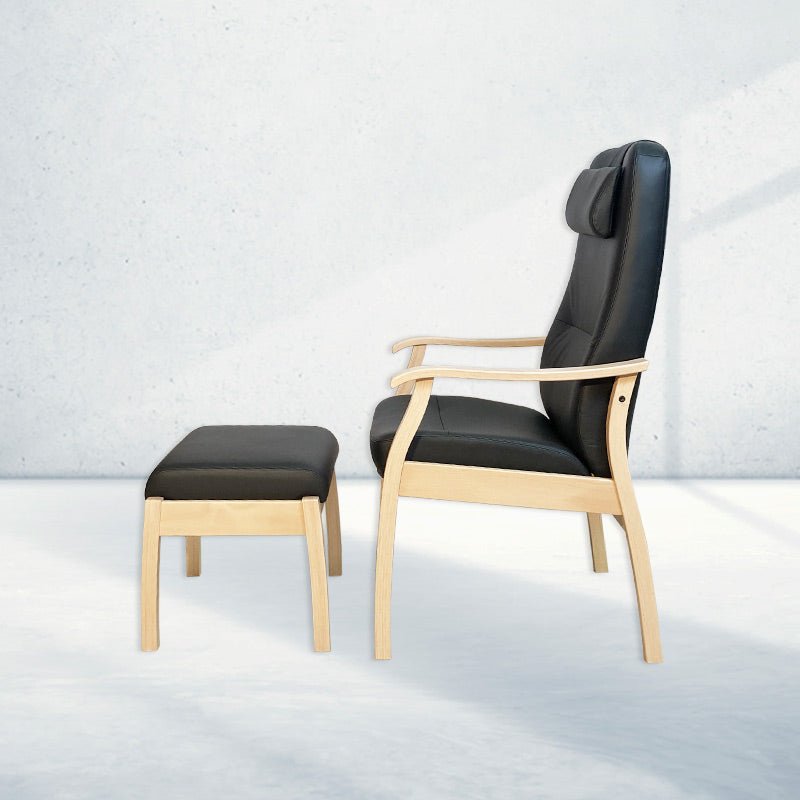 Farstrup 5610 hvilestol - Sort læder - Seniorshop