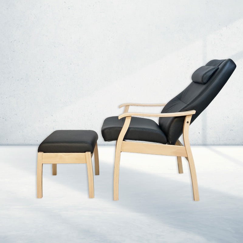 Farstrup 5610 hvilestol - Sort læder - Seniorshop