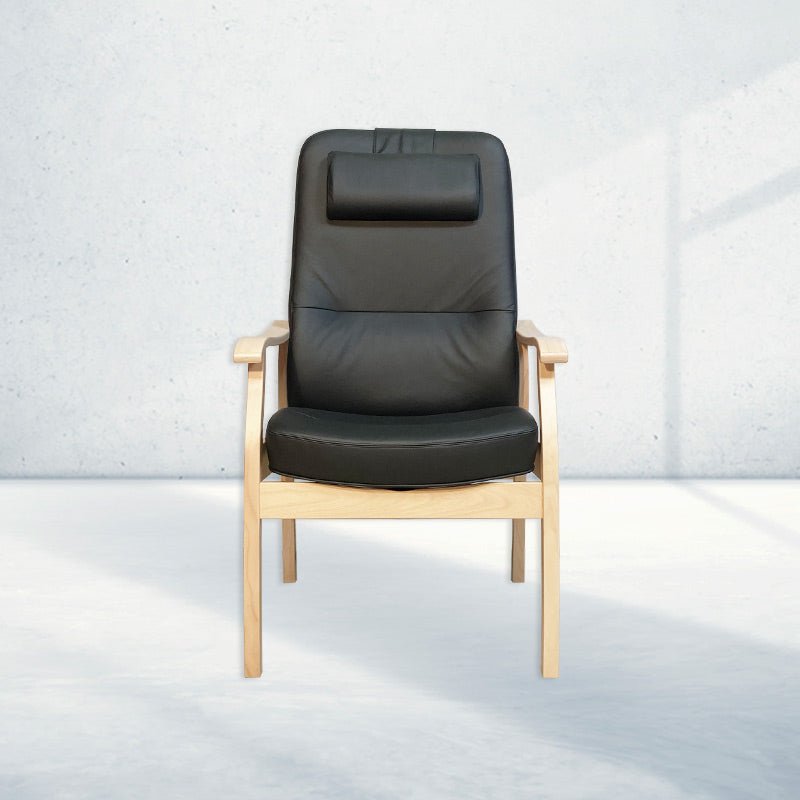 Farstrup 5610 hvilestol - Sort læder - Seniorshop