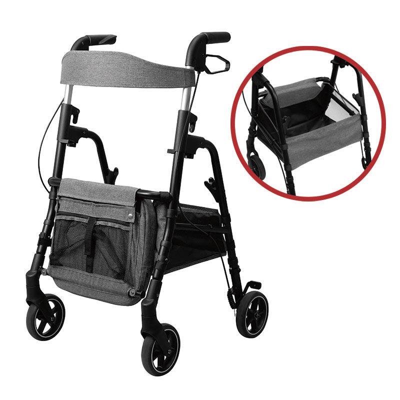 W4 rollator / indkøbsvogn - Grå - Seniorshop