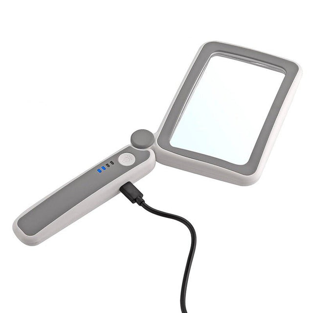 Foldbar læselup med LED - lys - 4x forstørrelse - Seniorshop