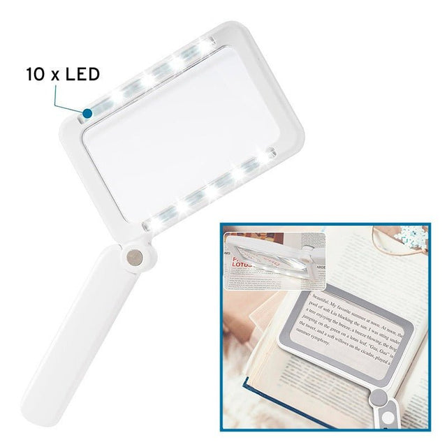 Foldbar læselup med LED - lys - 4x forstørrelse - Seniorshop