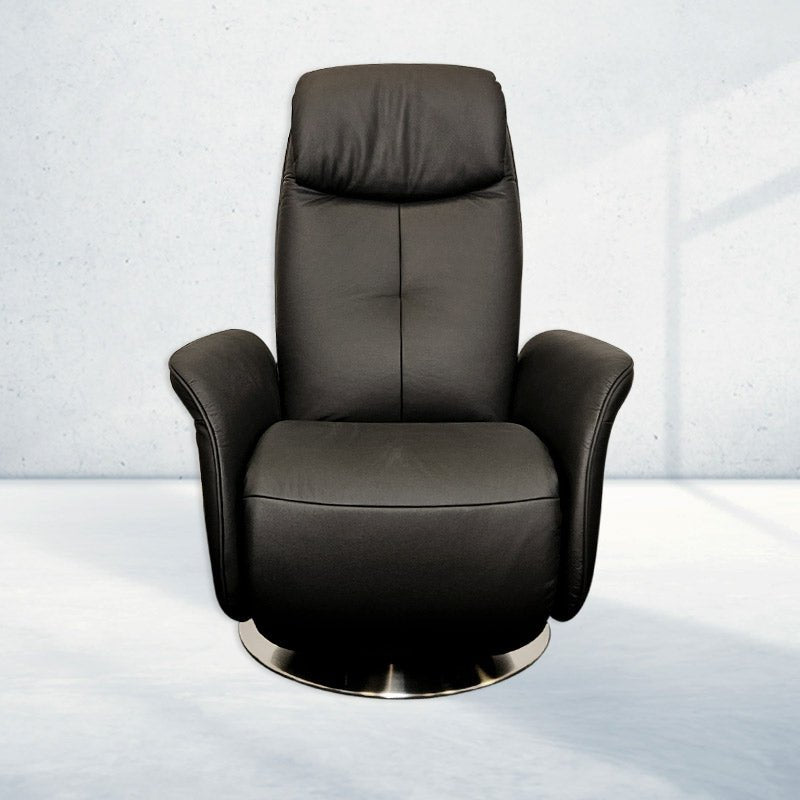 Himolla 7356 hvilestol med høj ryg - Sort læder - Seniorshop