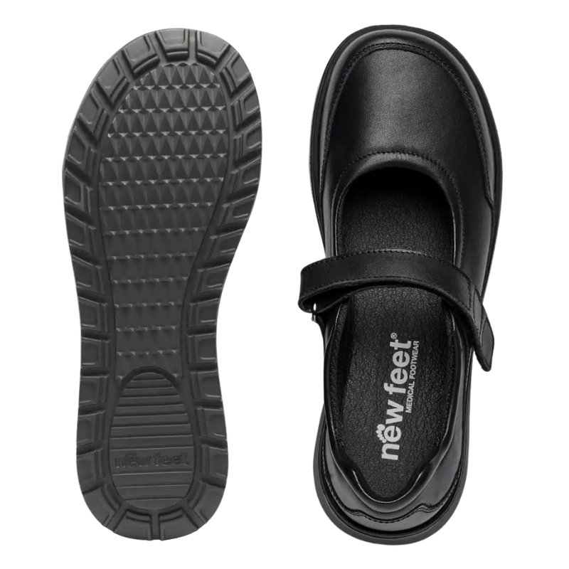 New Feet ballerina med velcro - Sort