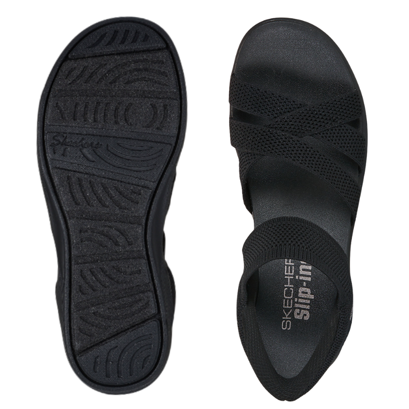 Skechers slip-in damesandal - Sort