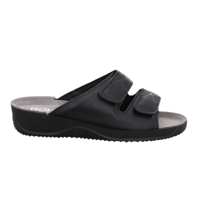 Rohde dameslipper - Sort læder
