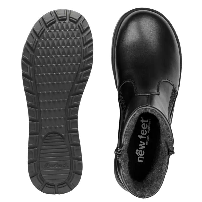New Feet bred damestøvle - Sort