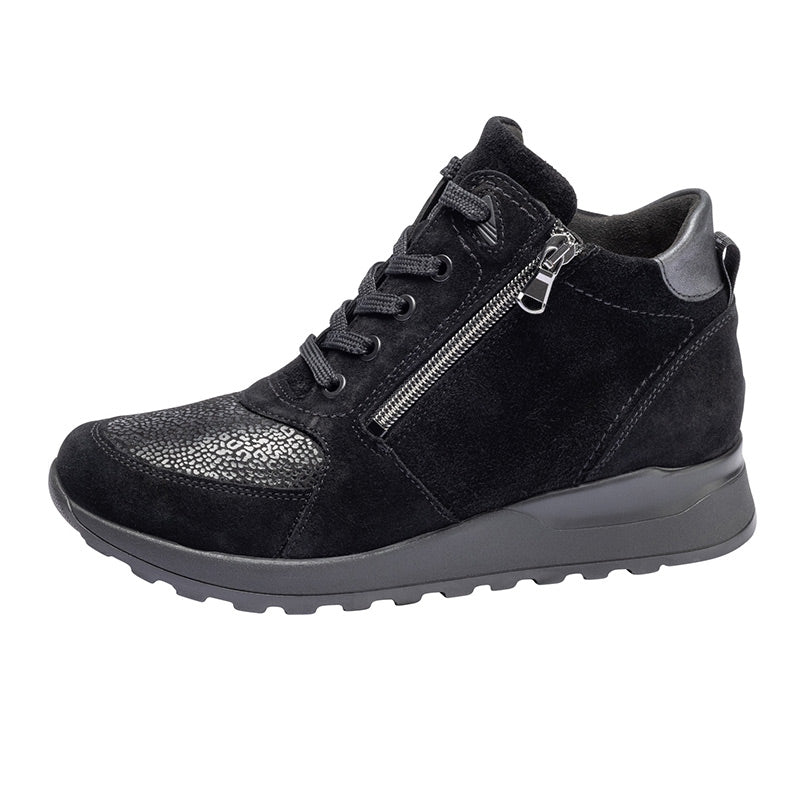 Damenstiefel in Nubuck, Schwarz, Waldläufer