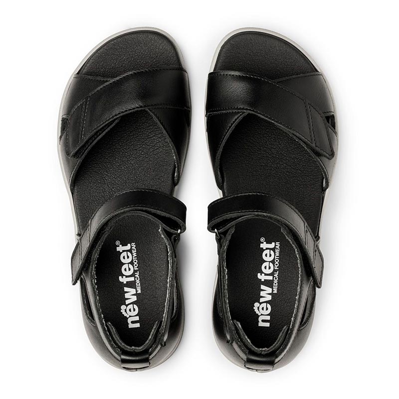 Damesandal i lær, Sort, New Feet