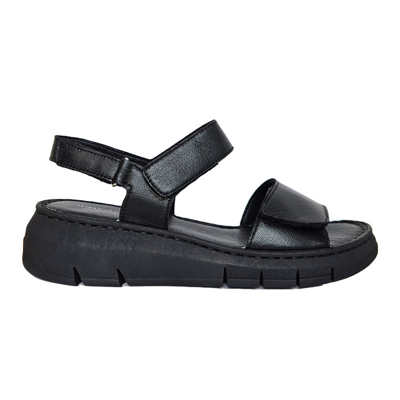 Damen-Sandale mit Keilabsatz, Schwarz, Relaxshoe