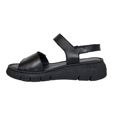 Damen-Sandale mit Keilabsatz, Schwarz, Relaxshoe