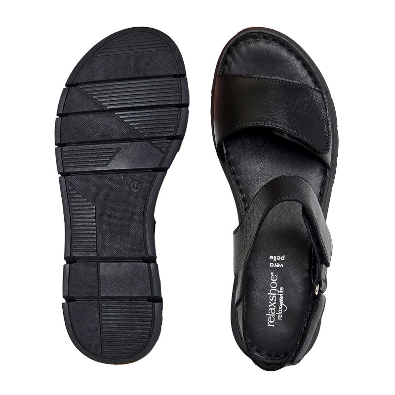 Damen-Sandale mit Keilabsatz, Schwarz, Relaxshoe