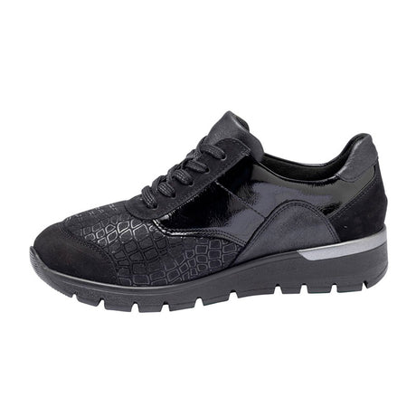 Damensneaker, Schwarz mit Print, Waldläufer