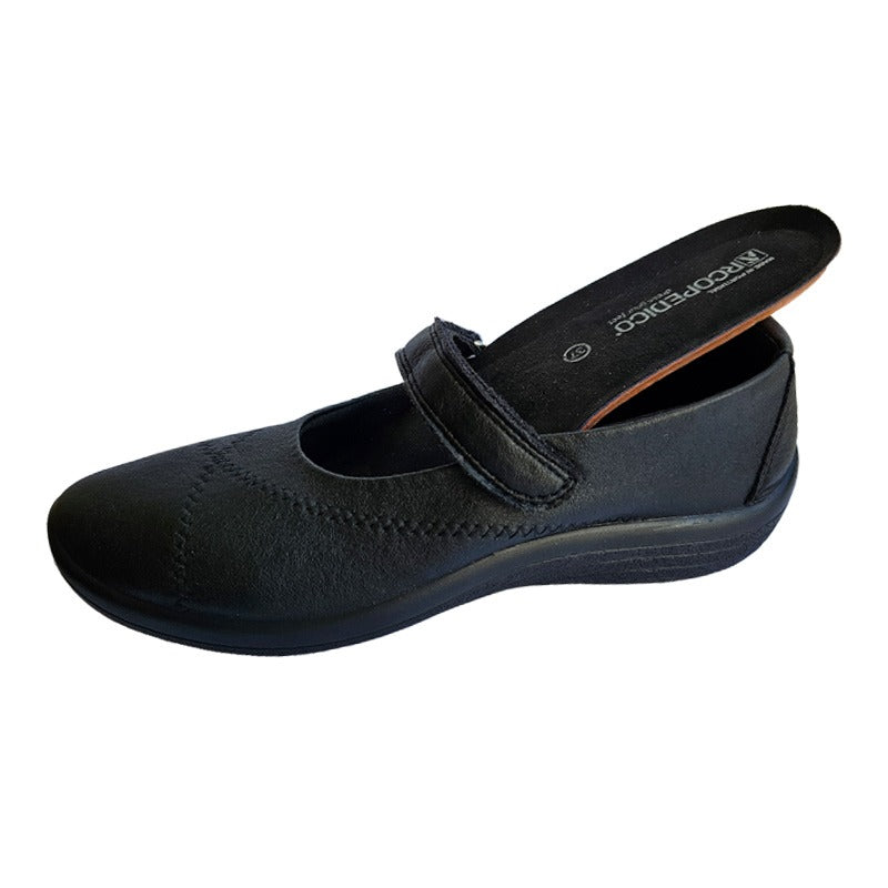 Ballerina med kardborre, Svart, Arcopedico