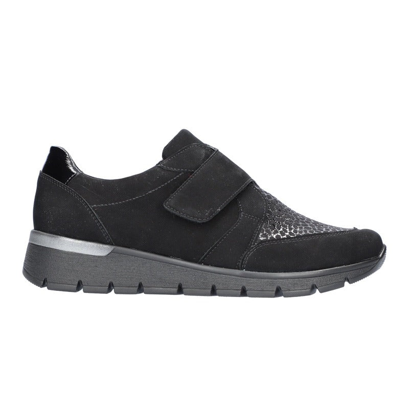 Breite Damenschuhe, Schwarz, Waldläufer