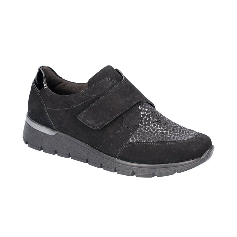Breite Damenschuhe, Schwarz, Waldläufer