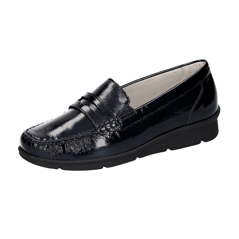 Hüttenschuhe, Schwarz Lack, Waldläufer
