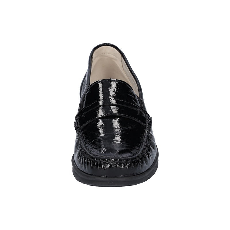 Hüttenschuhe, Schwarz Lack, Waldläufer