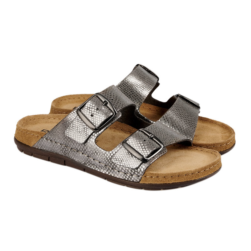 Damensandal, Metallic, Rohde