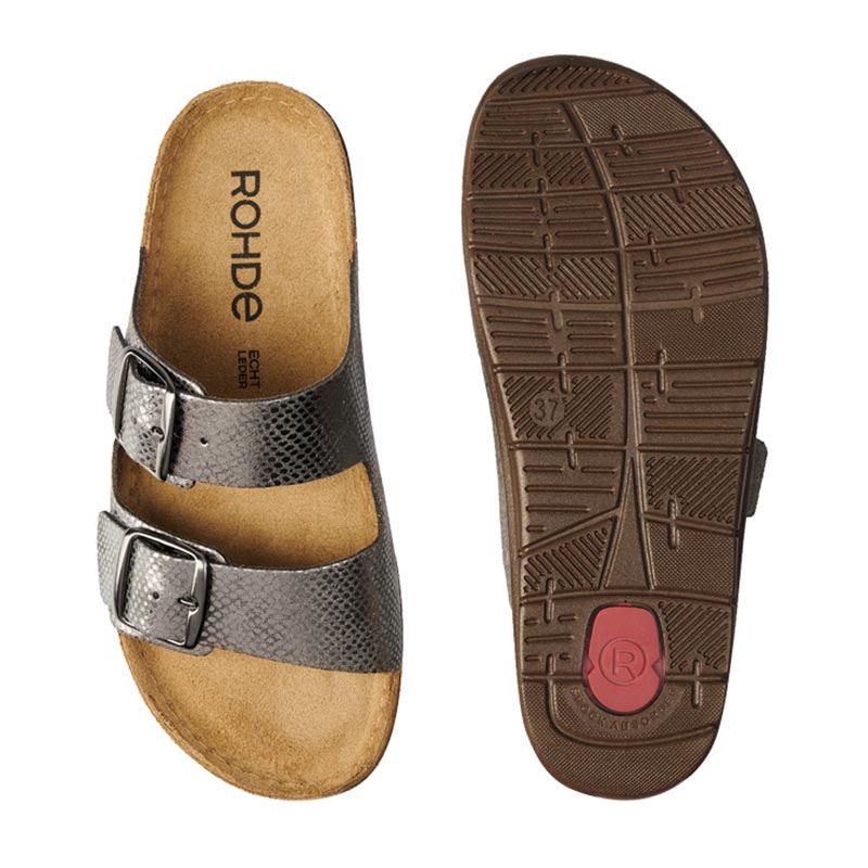 Damensandal, Metallic, Rohde