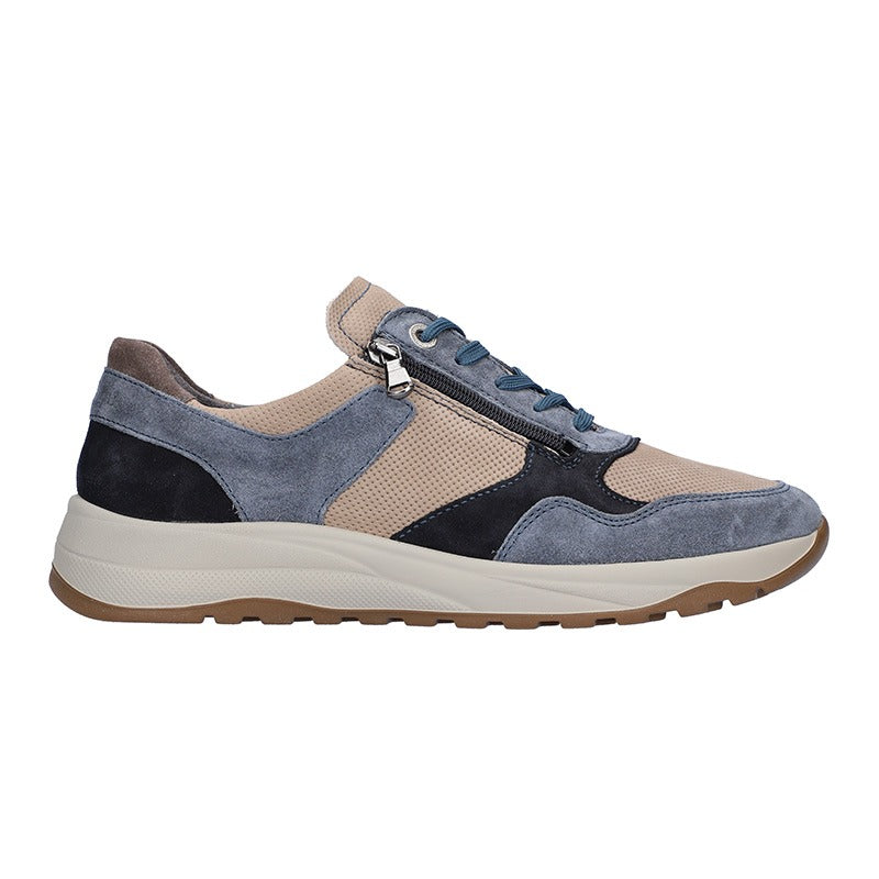 Herrensneaker, Beige/Blau, Waldläufer