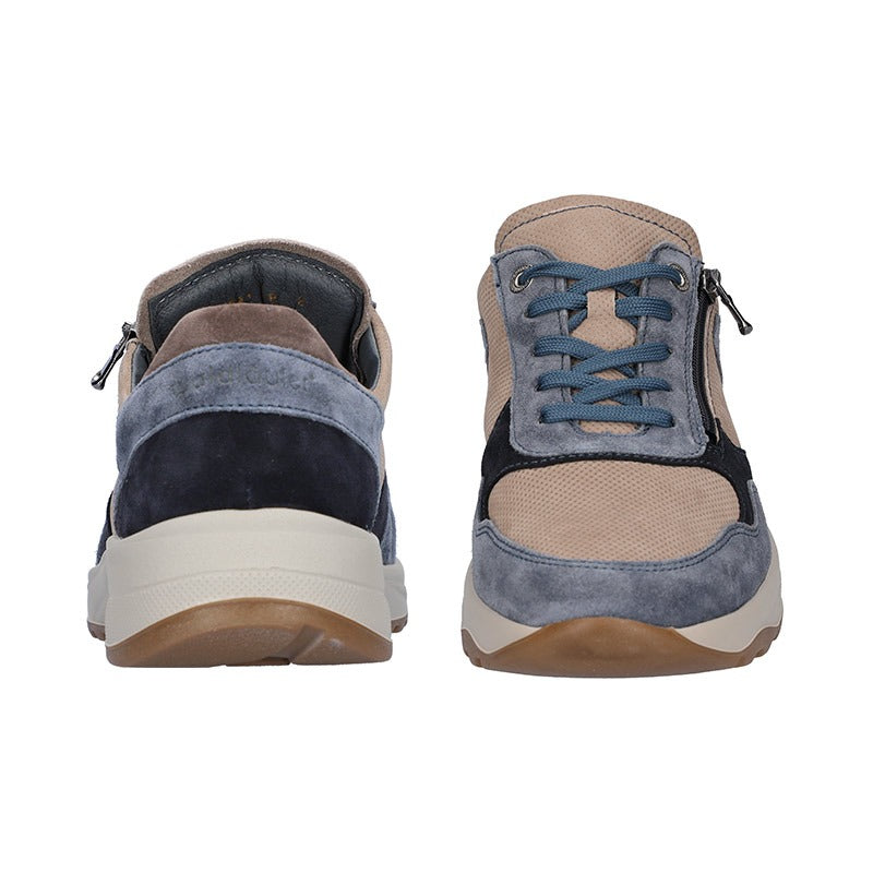 Herrensneaker, Beige/Blau, Waldläufer