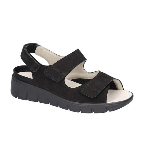 Bred damesandal, Sort, Waldläufer