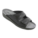 Damenpantoffel, Schwarzes Leder, Rohde