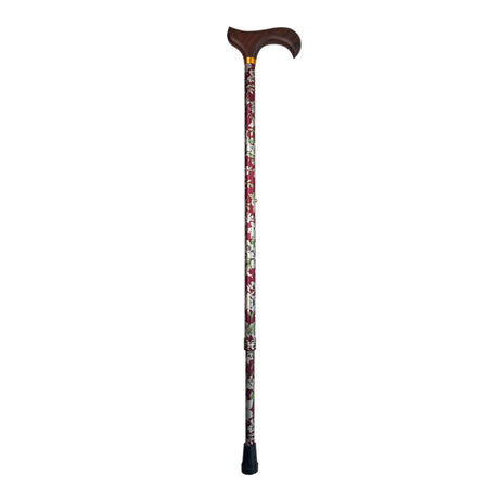 Stok med justerbar højde, rød med blomster