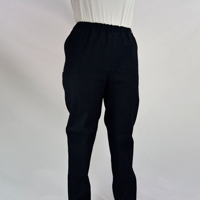 Jeans med elastikk i midjen - Svart