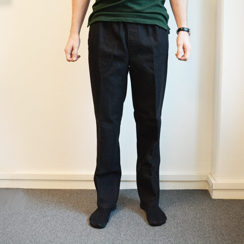 Jeans med resår i midjan - Koksgrå/svart