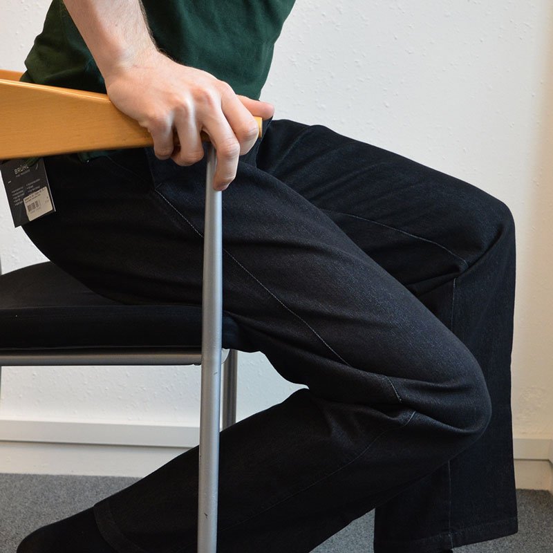 Jeans med resår i midjan - Koksgrå/svart