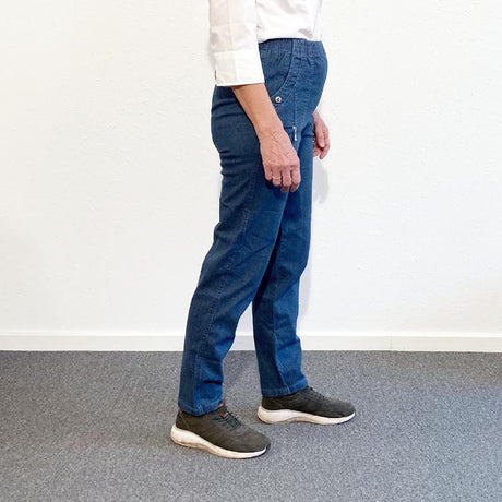 Damebukser med elastikkant - Blå denim